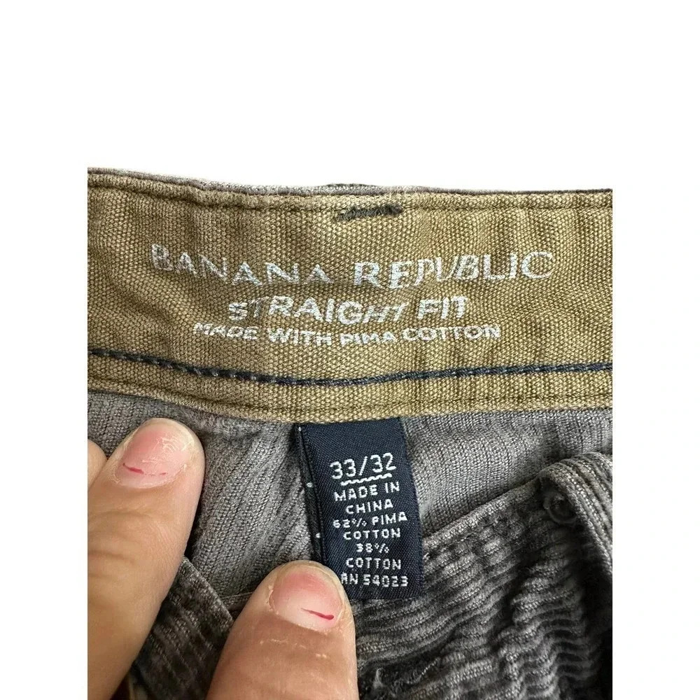 Banana Republic Women's Gray Pima Cotton Straight Fit Corduroy Pant Size 33/32 - Picture 4 of 4